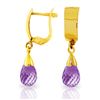 Genuine 2.5 ctw Amethyst Earrings Jewelry 14KT Yellow Gold - REF-22V3W
