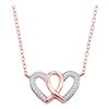 0.10 CTW Diamond Double Heart Awareness Ribbon Pendant 10KT Rose Gold - REF-14Y9X