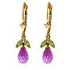 Genuine 3.4 ctw Pink Topaz & Peridot Earrings Jewelry 14KT Yellow Gold - REF-26Y6F