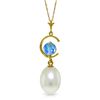 Genuine 4.5 ctw Blue Topaz Necklace Jewelry 14KT Yellow Gold - REF-20T5A