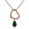 Genuine 3.33 ctw Emerald & Diamond Necklace Jewelry 14KT Rose Gold - REF-46T2A