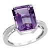 Natural 5.42 ctw amethyst & Diamond Engagement Ring 10K White Gold - REF-57K3R