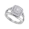 0.33 CTW Diamond Square Halo Bridal Engagement Ring 10KT White Gold - REF-44W9K