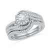 0.49 CTW Diamond Halo Bridal Engagement Ring 10KT White Gold - REF-64Y4X