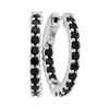 1.84 CTW Natural Black Sapphire Hoop Earrings 14KT White Gold - REF-59K9W
