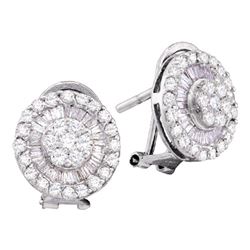 1.1 CTW Diamond Cluster French-clip Earrings 14KT White Gold - REF-82M4H