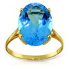 Genuine 8 ctw Blue Topaz Ring Jewelry 14KT Yellow Gold - REF-46M2T