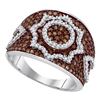 1 CTW Brown Color Diamond Starburst Fashion Ring 10KT White Gold - REF-52W4K