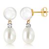 Genuine 10.10 ctw Pearl & Diamond Earrings Jewelry 14KT Yellow Gold - REF-24Z4N
