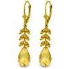 Genuine 11.20 ctw Citrine Earrings Jewelry 14KT Yellow Gold - REF-56T2A