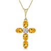 Genuine 1.88 ctw Citrine & Diamond Necklace Jewelry 14KT Yellow Gold - REF-39V8W