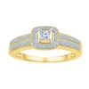 0.25 CTW Diamond Solitaire Double Row Milgrain Bridal Ring 10KT Yellow Gold - REF-30N2F