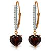 Genuine 3.55 ctw Garnet & Diamond Earrings Jewelry 14KT Rose Gold - REF-62F2Z
