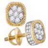 0.50 CTW Mens Diamond Square 3D Cluster Stud Earrings 10KT Yellow Gold - REF-34K4W