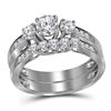 1 CTW 3-stone Diamond Wedding Bridal Ring 14k White Gold - REF-169Y4X