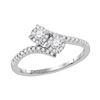0.33 CTW Diamond 2-stone Bridal Wedding Engagement Ring 14KT White Gold - REF-43W4K