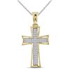 0.15 CTW Mens Diamond Cross Charm Pendant 10KT Yellow Gold - REF-33K8W