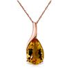 Genuine 5 ctw Citrine Necklace Jewelry 14KT Rose Gold - REF-31A9K