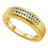 0.20 CTW Mens Diamond Double Row Ridged Ring 14KT Yellow Gold - REF-67K4W