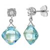 Genuine 17.56 ctw Blue Topaz & Diamond Earrings Jewelry 14KT White Gold - REF-48Y3F
