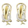 0.08 CTW Diamond Dolphin French-clip Stud Earrings 10KT Yellow Gold - REF-19F4N