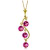 Genuine 2.25 ctw Pink Topaz Necklace Jewelry 14KT Yellow Gold - REF-30F9Z