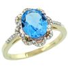 Natural 1.85 ctw Swiss-blue-topaz & Diamond Engagement Ring 10K Yellow Gold - REF-29G3M