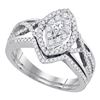 0.88 CTW Princess Diamond Oval Bridal Engagement Ring 14KT White Gold - REF-97K4W