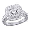 Image 1 : 1 CTW Princess Diamond Square Cluster Bridal Engagement Ring 14KT White Gold - REF-104N9F