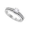 0.50 CTW Diamond Double Row Bridal Wedding Engagement Ring 14k White Gold - REF-82M4H