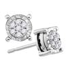 0.14 CTW Diamond Flower Screwback Earrings 10KT White Gold - REF-19M4H
