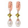 Genuine 9.5 ctw Pearl & Citrine Earrings Jewelry 14KT Rose Gold - REF-53W2Y