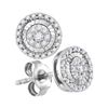 0.33 CTW Diamond Flower Cluster Screwback Earrings 10KT White Gold - REF-28X4Y