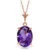 Genuine 3.12 ctw Amethyst Necklace Jewelry 14KT Rose Gold - REF-22A2K