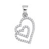 0.25 CTW Diamond Double Heart Pendant 10KT White Gold - REF-14X9Y