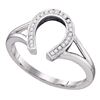 0.07 CTW Diamond Lucky Horseshoe Ring 10KT White Gold - REF-14N9F