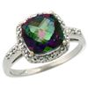 Natural 3.92 ctw Mystic-topaz & Diamond Engagement Ring 10K White Gold - REF-26G7M