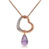 Genuine 2.28 ctw Amethyst & Diamond Necklace Jewelry 14KT Rose Gold - REF-40A7K