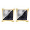 0.25 CTW Mens Black Color Diamond Square Kite Cluster Earrings 10KT Yellow Gold - REF-19F4N
