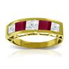 Genuine 2.35 ctw White Topaz & Ruby Ring Jewelry 14KT Yellow Gold - REF-56X7M