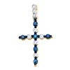 0.25 CTW Blue Color Diamond Cross Pendant 10KT Yellow Gold - REF-13H4M