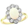 Natural 1.64 ctw Opal & Diamond Engagement Ring 10K Yellow Gold - REF-69V6F