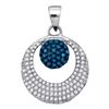 0.40 CTW Blue Color Diamond Cluster Circle Pendant 10KT White Gold - REF-24H2M