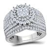 2 CTW Diamond Cluster Bridal Engagement Ring 14KT White Gold - REF-179F9N