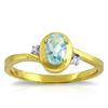 Genuine 0.51 ctw Aquamarine & Diamond Ring Jewelry 14KT Yellow Gold - REF-27W3Y