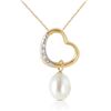 Genuine 4.03 ctw Pearl & Diamond Necklace Jewelry 14KT Yellow Gold - REF-39X2M