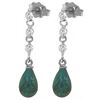 Genuine 6.9 ctw Green Sapphire Corundum & Diamond Earrings Jewelry 14KT White Gold - REF-44X9M