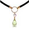 Genuine 7.5 ctw Green Amethyst & Pearl Necklace Jewelry 14KT Rose Gold - REF-52M9T