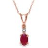 Genuine 0.46 ctw Ruby & Diamond Necklace Jewelry 14KT Rose Gold - REF-22Y7F