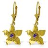 Genuine 0.20 CTW Amethyst Earrings Jewelry 14KT Yellow Gold - REF-65A6K